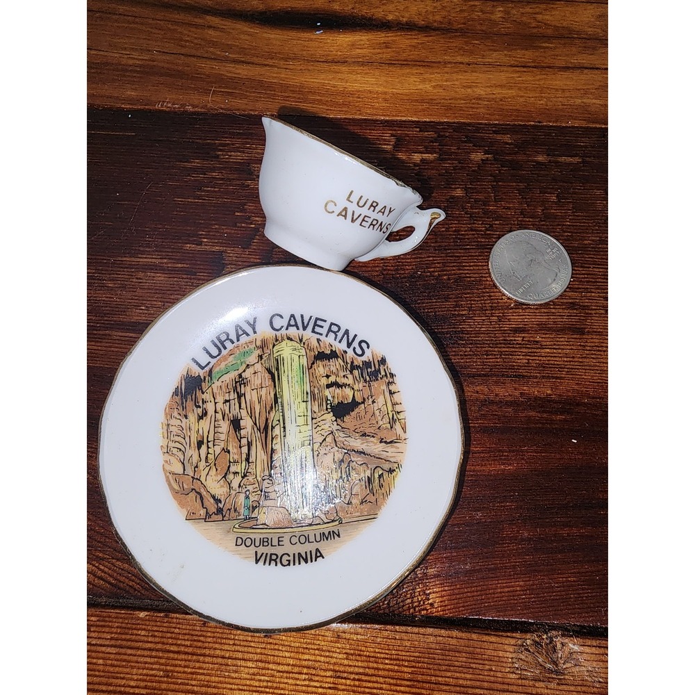 vintage USA Collectibles mini‎ plate and cup Luray Caverns Virginia